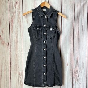 ZARA AUTHENTIC DENIM BY TRF Women's Dark Grey Denim Short Dress Size XS